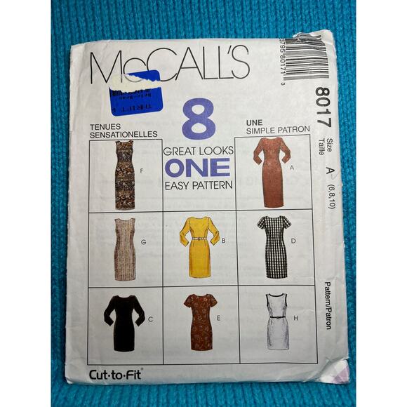McCalls 8017 Sewing pattern Bodycon dress midi maxi size 6 8 10 - Picture 1 of 7